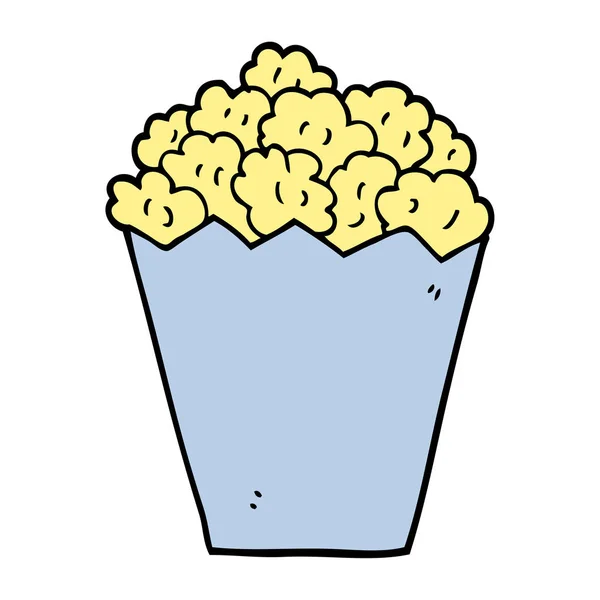 Cartone Animato Doodle Popcorn Isolato Sfondo Bianco — Vettoriale Stock