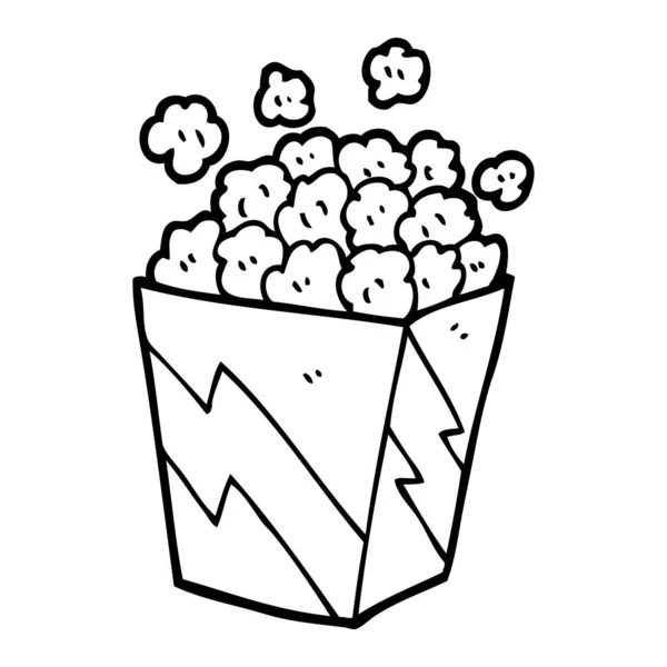 Linea Disegno Cartone Animato Cinema Popcorn — Vettoriale Stock