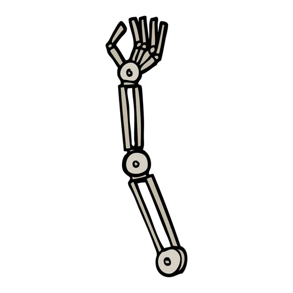 Hand Drawn Doodle Style Cartoon Robotic Arm — Stock Vector
