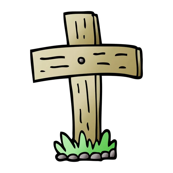 Vector Kleurovergang Illustratie Cartoon Kerkhof Cross — Stockvector