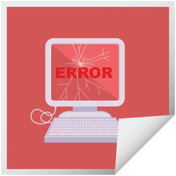 Gebroken Computer Grafische Vector Illustratie Vierkante Sticker — Stockvector