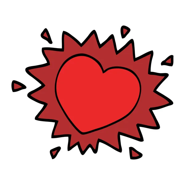 Cartoon Doodle Flaming Heart — Stock Vector