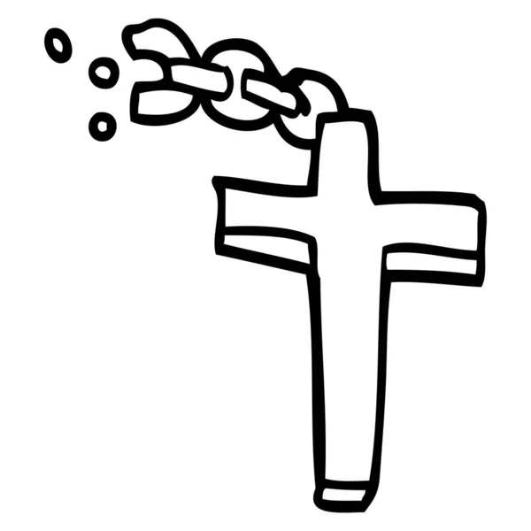 线画动画片银色十字架 — 图库矢量图片