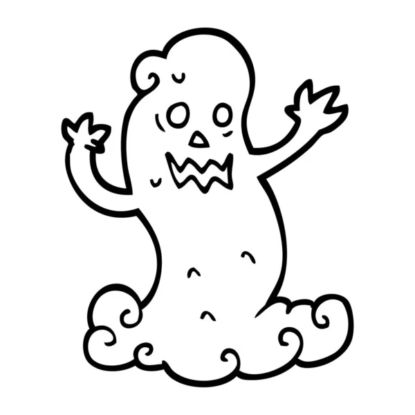 Svartvita Tecknade Spooky Ghost — Stock vektor