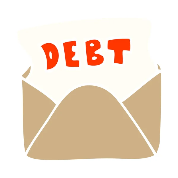 Flat Color Illustration Cartoon Debt Letter — Stock Vector