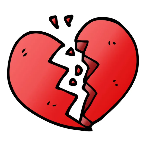 Çizgi Film Doodle Kırık Kalp — Stok Vektör