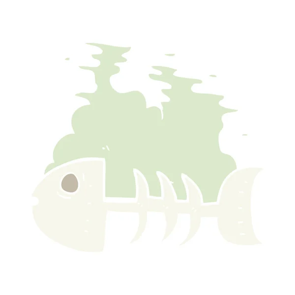 Illustrazione Colori Piatta Lische Pesce — Vettoriale Stock