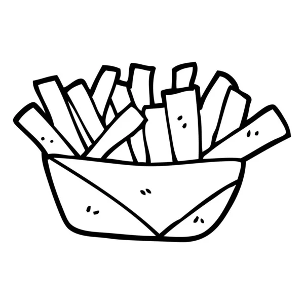 Svartvita Tecknade Pommes Frites — Stock vektor