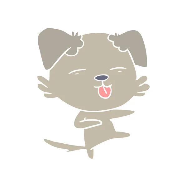 フラット カラー スタイル漫画犬のダンス — ストックベクタ