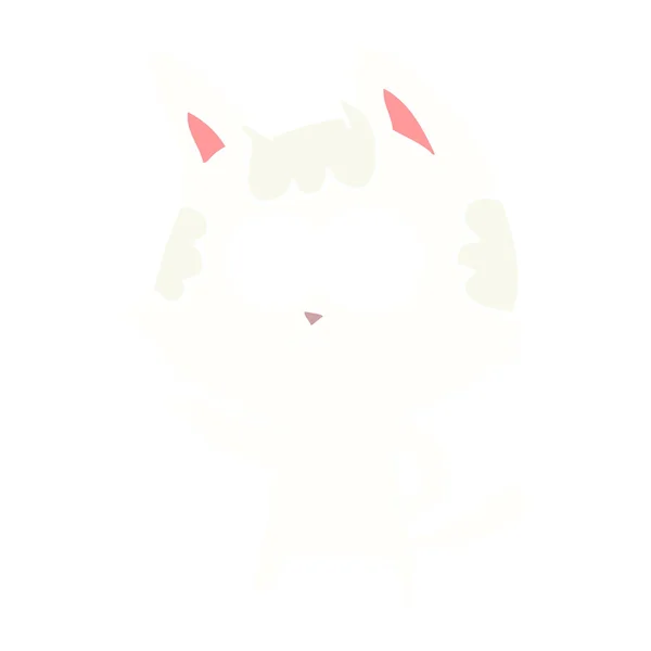Glücklich Flache Farbe Stil Cartoon Cat — Stockvektor