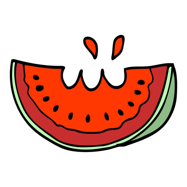 Cartoon Doodle Wassermelone Isoliert Auf Weißem Hintergrund — Stockvektor