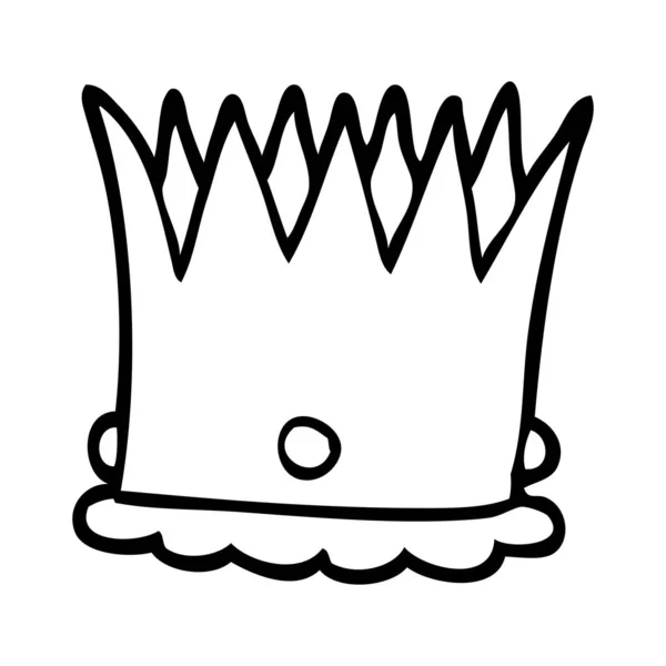 Line Drawing Cartoon Silver Crown — Stock Vector
