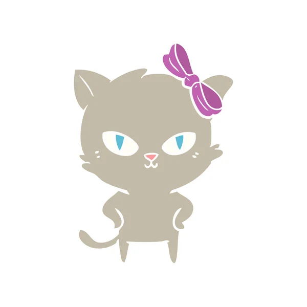 Χαριτωμένο Επίπεδη Χρώμα Στυλ Κινούμενα Σχέδια Γάτας — Διανυσματικό Αρχείο