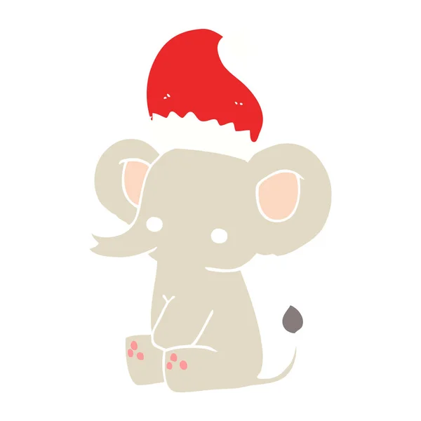 Χαριτωμένο Χριστούγεννα Ελέφαντας Επίπεδη Εικονίδιο Απομονώνονται Λευκό Φόντο Διάνυσμα Εικονογράφηση — Διανυσματικό Αρχείο