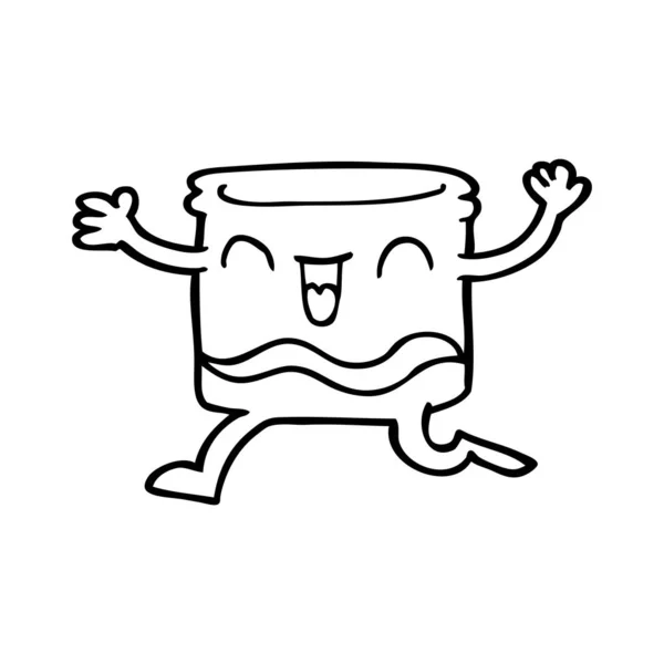 Linha Desenho Desenho Animado Feliz Tumbler — Vetor de Stock