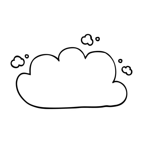 Línea Dibujo Dibujos Animados Nube Blanca — Vector de stock
