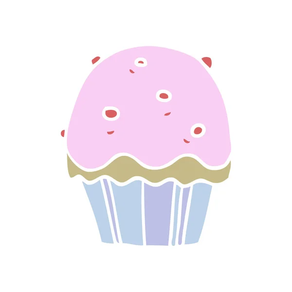 Flache Farbe Stil Cartoon Cupcake — Stockvektor