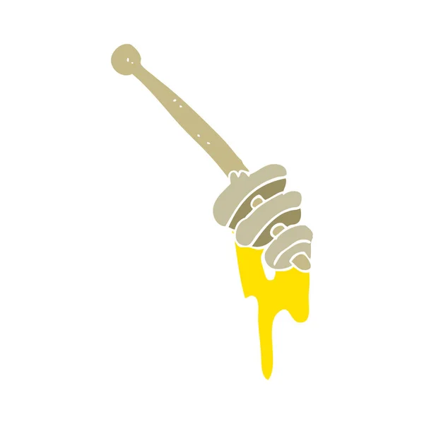 Flat Color Illustration Honey Dipper — Stock Vector