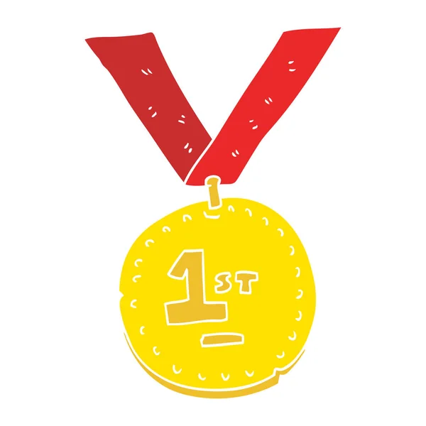 Flat Color Illustration First Place Medal — Stock Vector