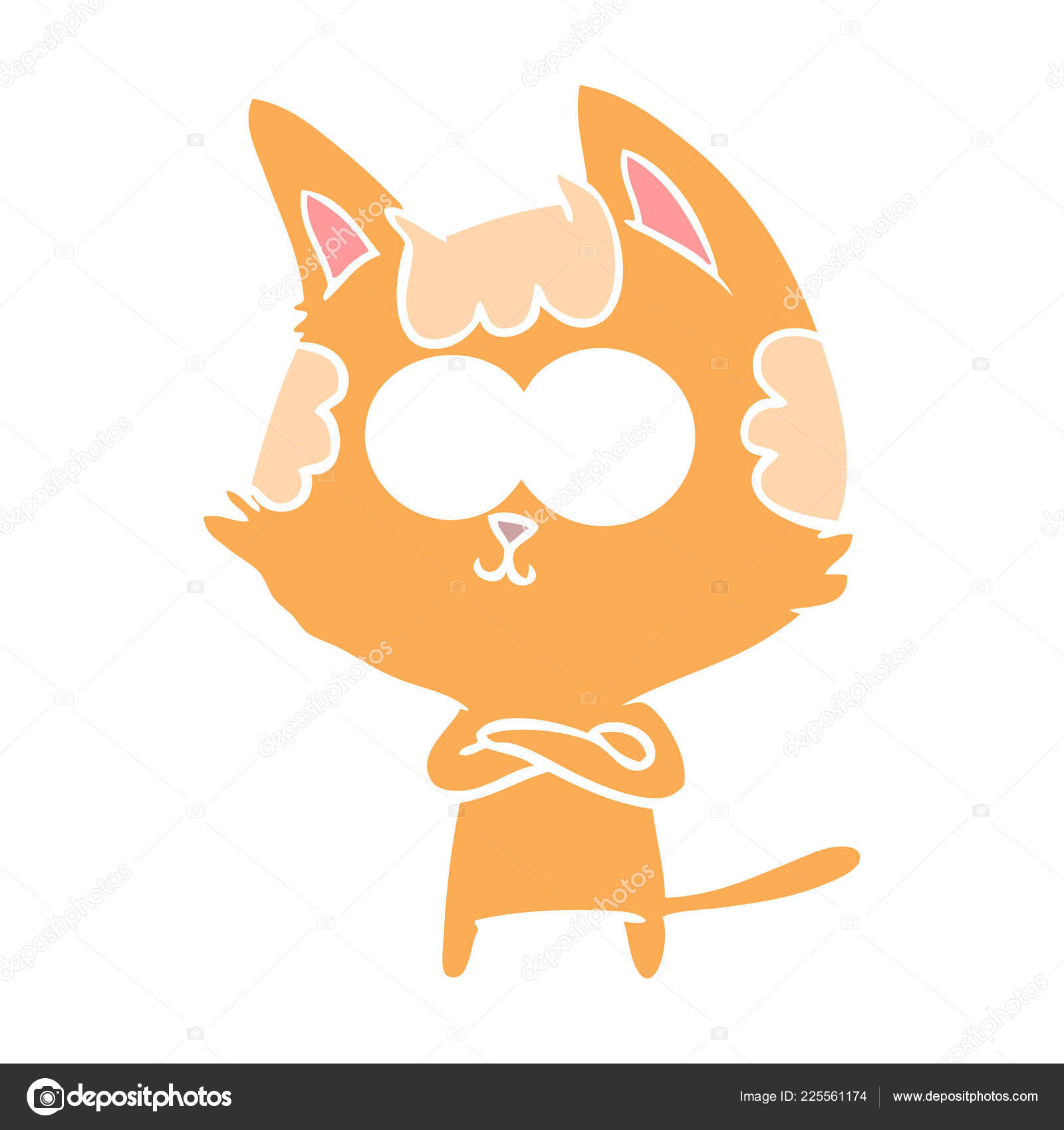Heureux Plat Couleur Style Dessin Anime Chat Image Vectorielle Par Lineartestpilot C Illustration