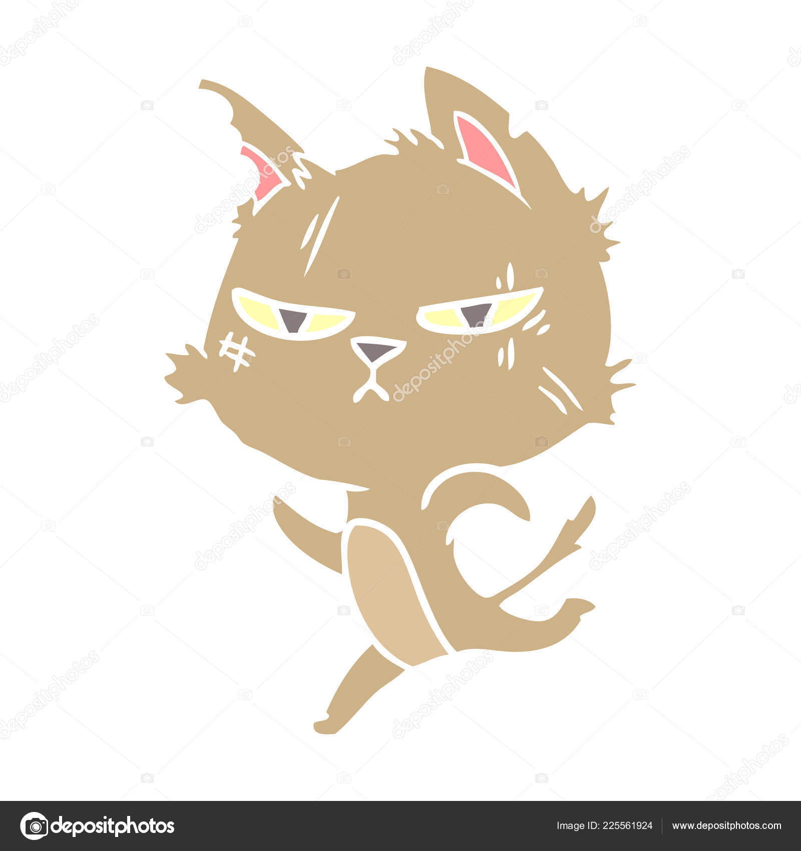 Dur Style Plat Couleur Dessin Anime Chat Courir Image Vectorielle Par Lineartestpilot C Illustration 225561924
