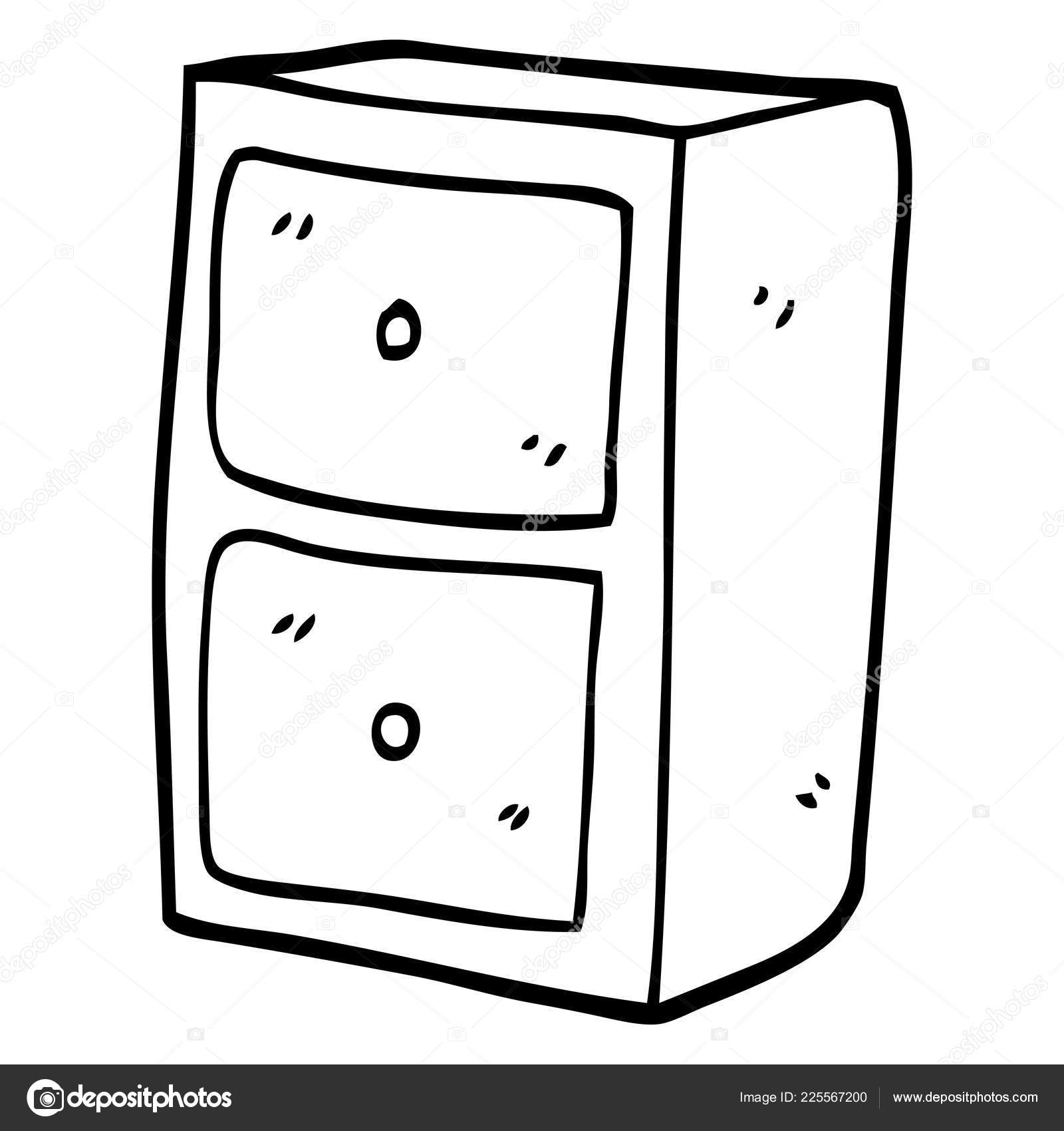 Line Drawing Cartoon Filing Cabinet Stock Vector