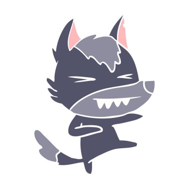 kızgın kurt düz renk stil çizgi film