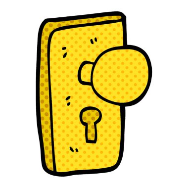 çizgi film doodle kapı kolu anahtar deliği ile