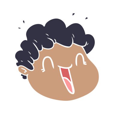 düz renk stil çizgi film erkek yüz