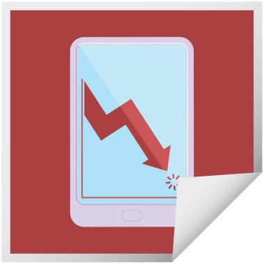 Elektronik tablet gösteren iş performans grafik vektör çizim kare etiketi