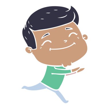 mutlu düz renk tarzı çizgi film adam