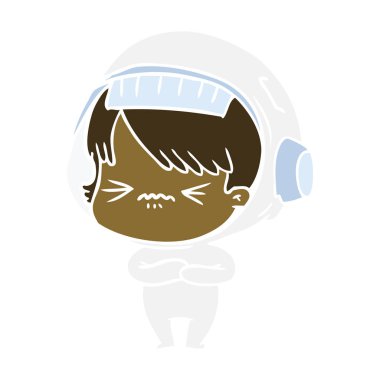 kızgın düz renk tarzı çizgi film alan kız