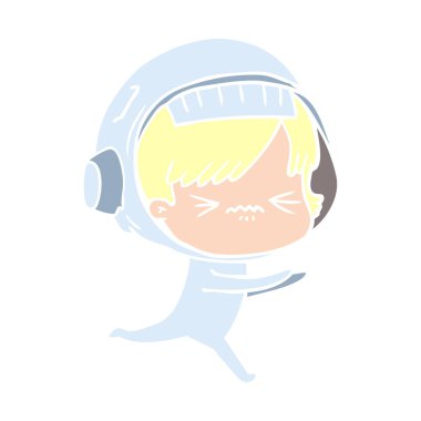 kızgın düz renk tarzı çizgi film alan kız