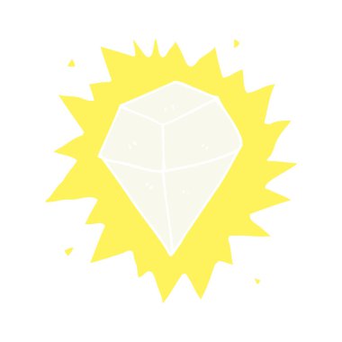 düz renk stil çizgi film kristal parlayan