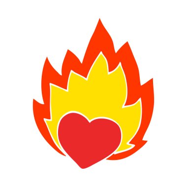 çizgi film doodle yanan kalp