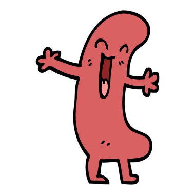 karikatür mutlu sosis çizilmiş doodle tarzı el