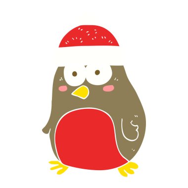 Noel robin düz renkli çizimi