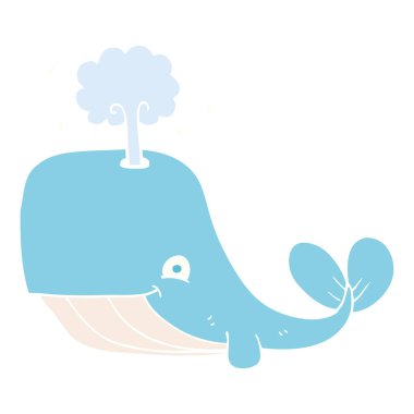 su spouting balina düz renkli çizimi