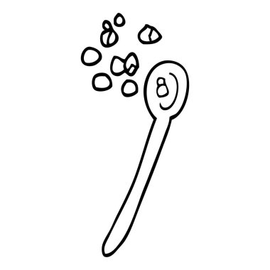 çizgi çizme çizgi film tahıl bir kaşık üzerinde