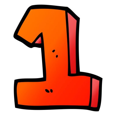 vektör degrade illüstrasyon karikatür bir numara