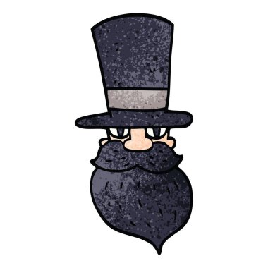 çizgi film doodle silindir şapkalı adamla sakallı