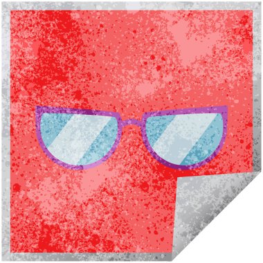 Gözlük grafik vektör çizim kare etiketi