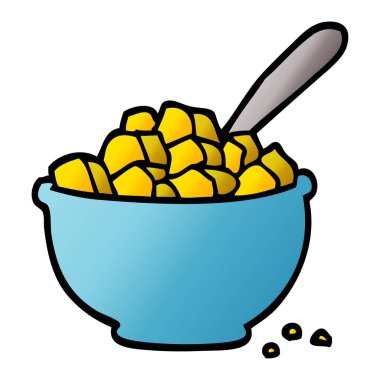 çizgi film doodle kase mısır gevreği