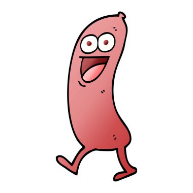 mutlu vektör degrade illüstrasyon karikatür sosis