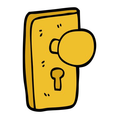 çizgi film doodle kapı kolu anahtar deliği ile