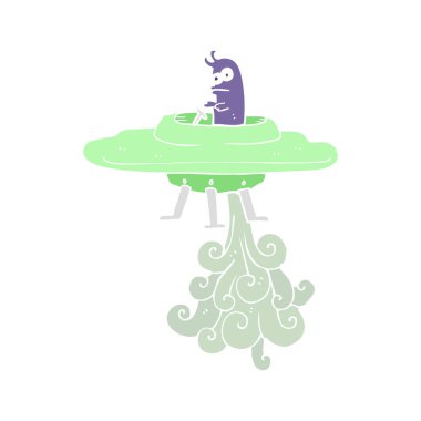 uçan daire düz renkli çizimi