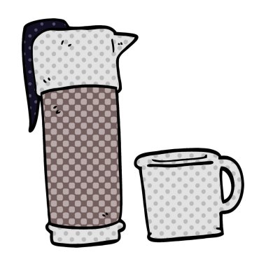 çizgi film doodle kahve termosu