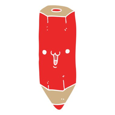 mutlu düz renk stil karikatür kalem