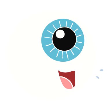 düz renk tarzı çizgi film göz küresi gülüyor