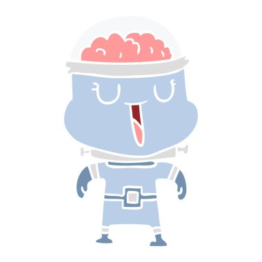 mutlu düz renk tarzı çizgi film robot